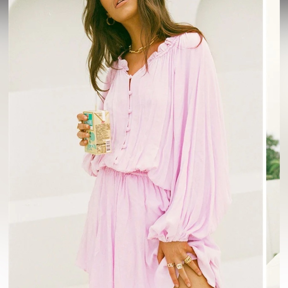 Sabo Skirt Emmie puff sleeve, ruffle, elastic waist drawstring, flouncy dress